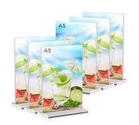 6 Pièces Présentoir De Table A5, Supports De Panneau A5 En Acrylique, Porte Affiche A5 Porte Menu Présentoir Support De Menu Porte-Menu Pour Restaurant, Hôtel, Exposition, Bureau, École Transparent