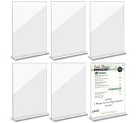 6 Pièces Présentoir de Table Acrylique A5, Support pour Menu Transparent A5, Présentoirs Verticals de Table, Double Face, A5 Presentoir en Plastique, pour Flyers, Photos, Publicités, Menus