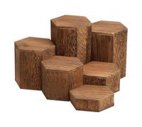 6 Pièces Présentoir Hexagone Support Bois, Cube en Bois Hexagonal, Socle étagère Rangement Bonbons Desserts Figurines Fonction Convient Au Buffet Table de Fête Salon Co, Couleur de Charbon de Bois