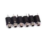 6 Pièces Prise Jack Stéréo pour Guitare et Basse, 6,35mm, Noir | Vis, Bouton de Sangle, Remplacement Sortie, Installation Facile, 3 Broches Total, Métal Plastique