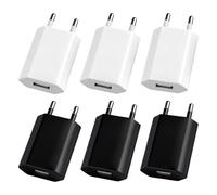 6 Pièces Prise USB Secteur 5V 1A Universel Bloc Chargeur Ultra Mince Mini Adaptateur Chargeur Rapide Embout Charge pour iPhone 8 7 6 Samsung S22 S21 S20 S10 S6 S7 S8 S9 Huawei Oppo LG