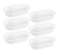 6 Pièces Ramequins Crème Brûlée 7oz, Moules à Soufflé en Porcelaine Ovale Longue, Résistants au Four pour Desserts, Tartes, Pudding, Sauces & Mini Gâteaux