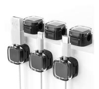 6 Pièces Range Cable Bureau, Cable Management Magnétique Clips Cable Auto-adhésifs Organisateur du Cable pour Table de Nuit, USB, Câbles D'alimentation, Audio, Câbles HDMI (Noir)