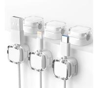6 Pièces Range Cable Bureau, Cable Management Magnétique Clips Cable Auto-adhésifs Organisateur du Cable pour Table de Nuit, USB, Câbles D'alimentation, Audio, Câbles HDMI (Blanc)