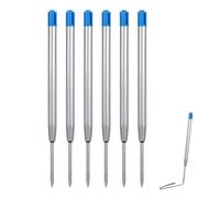 6 Pièces Recharges pour Parker, Cartouche Stylo Bille, Recharges pour Stylo Roller, Pointe Moyenne 0,7 mm, Encre Bleue Intense, Écriture Fluide et Précise, Recharge pour Tous les Stylos Roller Parker