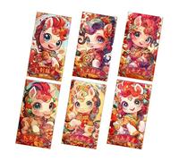 6 Pieces Red Envelopes for Money, Horse Pattern Pocket, 2026 Lunar New Year Paper Red Packets for Boys, Girls, Adults, Friends, Birthday, Winter Festival