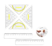 6 pièces Regle Equerre Rapporteur, avec 2x Equerre Ecole 22.5cm 2x Rapporteur 15.7cm Poignée 2pcs Regle de Transparent 15cm, équerre Scolaire Kit Geometrie pour Etudiants Bureau Maths