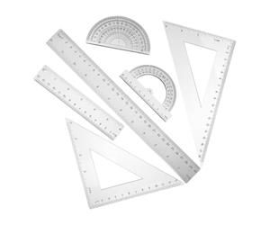 6 Pièces Règle Géométrique Multifonction, Rapporteur | Échelle Claire, Lecture Facile, Ensemble Règle Droite, Équerre, Demi-arc, pour Cours de Maths et Bricolage