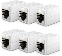 6 Pieces RJ45 Coupler (10Gbps) LAN Cable Extension Network Cable Ethernet Adapter Connector Compatible Cat8,Cat7,Cat6,Cat5 LAN Patch Cable DSL POE 2X RJ45 Female-White