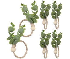 6 Pièces Ronds de Serviette Végétaux Verts en Jute, Style Bohème | Accents Décoratifs Réutilisables, Maintiennent les Serviettes Couverts, pour Repas Champêtres