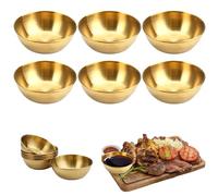 6 Pièces Ronds Mini Bols Dorés,Coupelles Rondes Dacier Inoxydable o ,Bols à Tremper Acier inoxydable,Doré Petit Bol Sauce,pour Sauce Soja,Condiment,Ketchup