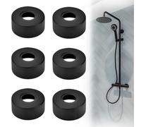 6 Pièces Rosace Mitigeur Douche, Cache Tuyau Plomberie Rosace Robinet en Acier Inoxydable rosace radiateur pour Robinets Tuyau de Douche Radiateur 25 MM(Noir)