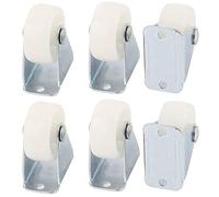 6 Pièces Roulettes Roues, Roue de Meuble, Roulette Fixe PP, Résistant à l'Usure pp 1 pouce Roue Directionnelle à Fond Plat pour Chariot, Chaise, Meuble, Roulettes pour Aspirateur Robot (Blanc)