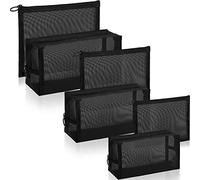 6 Pièces Sac Cosmétique en Maille Sacs de Maquillage en Filet Pochette de Maquillage Zippée en Filet Trousses de Toilette de Voyage Portable pour Accessoires de Maison Bureau Voyage