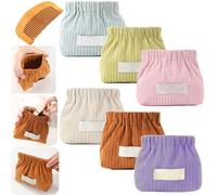 6 Pièces Sac de Rangement élastique en Velours côtelé, Organisateur d'attaches de Cheveux élastiques en Velours côtelé, Corduroy Elastic Storage Bag, Corduroy Elastic Hair Tie Organizer