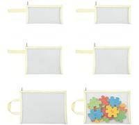 6 Pièces Sac Rangement Jouets Filet avec Zip, Pochettes Mailles Transparentes pour Puzzle Jeux de Société, Sacs Organisateur Voyage avec Poignée pour Chambre Enfant, 3 Tailles (Beige)