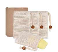 6 Pièces Sachets de Savon Bio en Sisal Naturel, Pochette Savon Solide, Filet pour Savon, Sac à Savon Écologique Faire Mousser, pour Restes de Savon et Produits de Bain Solides