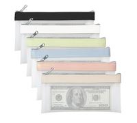 6 Pièces Sacs d'argent avec Fermeture Éclair, Pochette d'argent, Enveloppes d'argent, Sac de Banque, Organisateur d'argent Transparent, Porte-Monnaie pour Économiser, Chèque, Reçu