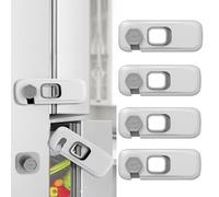 6 Pièces Safety Fridge Lock-Strong Adhesive, Schubladen und Kühlschrank-Selbstklebende Schranksicherung Mit Starkem Kleber, Tiroir, Protection de la Cuisine Pour Meubles, Durable, Gris
