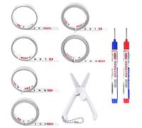 6 Pieces Self Adhesive Tape Measure Set With Marker And Scissors,Easy To Use,Tape Measure For Gluing,Versatile For Measuring Objects (White)