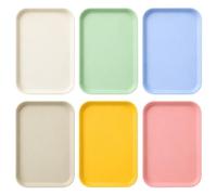 6 Pièces Service Plateau Petit Plateau Plastique Rectangulaire Repas Plateaux 24x17cm Réutilisable pour Cuisine Salle Manger Café (6 Farbe)