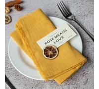6 Pièces Serviettes de Table en Tissu 42 X 42cm Serviette Tissu avec Franges Serviettes de Table Carrées en Coton Réutilisable Serviette en Coton pour Mariage, Fête, Maison (Gingembre)