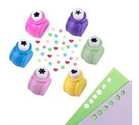 6 pièces/set Assortiment aléatoire de perforatrices en papier - Mini cœur, étoile, fleur, fleur de cerisier, flocon de neige, trèfle à quatre feuilles, perforatrices de forme, 9 mm (3/8 pouces), convi