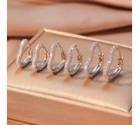 6 pièces/set Boucles d'oreilles à tige femme en forme de cœur incrustées de zircone, cadeau de bijoux charmant, convient pour un port en couches ou seul Taille Unique,forme de cœur carrée de taille mo