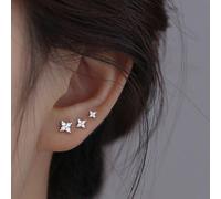 6 pièces/set Boucles d'oreilles à tige simple en cubic zirconia à trèfle, accessoire de tous les jours pour femmes Taille UniqueAlliage de zinc