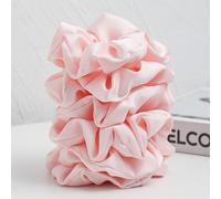 6 pièces/set Chouchous en satin rose pour dames, simples et élégants, accessoires roses, liens de cheveux pour la Saint-Valentin, porte-queues de cheval, élastiques à cheveux, cordes à cheveux, access