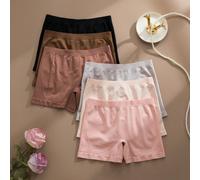 6 pièces/set Culottes confortables sans couture pour femmes, culottes de couleur unie à 4 coins, culottes de sport, sous-vêtements invisibles L,M,S,XLUnicoloreTissu tricoté