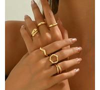 6 pièces/set de bagues rondes polyvalentes à texture ondulée, set de bagues minimalistes au design unique en croisillon enveloppé, convient pour les femmes lors de rendez-vous, réunions et soirées All