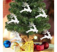 6 pièces Set de guirlande de rennes festifs - Décorations d'arbre de Noël en plastique avec mini pendentifs de cerfs - Éléments essentiels de décoration de fête de Noël or,rouge,argent,bleu,Style D,Él