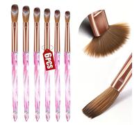 6 pièces Set de pinceaux pour nail art en acrylique, tailles 4/6/8/10/12/14, convient pour l'application de poudre à ongles en acrylique, pinceaux pour nail art dégradé, utilisables pour le nail art, 