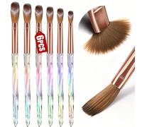 6 pièces Set de pinceaux pour nail art en acrylique, tailles 4/6/8/10/12/14, convient pour l'application de poudre à ongles en acrylique, pinceaux pour nail art dégradé, utilisable pour le nail art, l