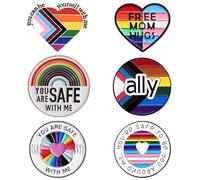 6 pièces Set de Pin's, Pride Pins, Broches et Pins, Ensemble de Broches de La Fierté, Ga y Bi Lesbian Trans Inclusiveness Inclusiveness and Understanding Ally, Métal