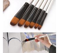 6 pièces/set Ensemble de pinceaux d'artiste à tête angulaire circulaire, poils en nylon blanc. Pinceaux pour peinture à l'acrylique, à l'huile, à l'aquarelle sur corps, visage, rocher, canevas, pour a