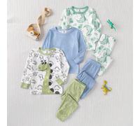 6 pièces/set Ensemble de pyjama serré pour bébé garçon, tenue parent-enfant mignonne à manches longues pour automne/hiver, motifs requin océan, dinosaure, fusée et planète, pyjamas élastiques 2Y,3Y,9-