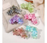6 pièces/set Épingles à cheveux avec motif marbre coloré, grands clips à cheveux design floral bohème de plage. Pinces à cheveux, barrettes, pinces à mâchoire, pinces à cheveux pour les saisons printe
