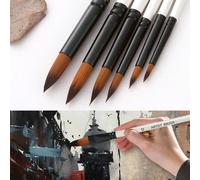 6 pièces/set Pinceaux d'artiste à tête angulaire de forme ronde, poils en nylon blanc. Pinceaux de peinture pour acrylique, huile, aquarelle, peinture sur corps, visage, rochers, canevas, pour artiste