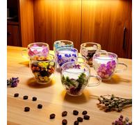 6 pièces/set Tasses à café isothermes de 80 ml avec thème floral. Convient pour l'espresso, le cappuccino, le lait et le thé. Parfait pour Noël, anniversaire, Saint-Valentin, fournitures de cuisine et