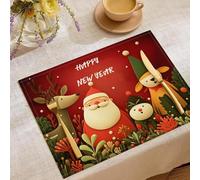 6 Pièces Sets De Table Bonhomme De Neige De Noël, Sets De Table Ciel Nocturne Féerique, Bleu Royal Tissu Rectangulaire Napperons en Lin Lavables pour Cuisine Manger Fête Dîner Décoration, 45X30Cm