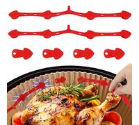 6 Pièces Silicone Aimant Air Fryer, Fixation Anti-Volant Résistante à la Chaleur pour Papier Cuisson, Empêche le Soulèvement et les Brûlures, Accessoires Compatibles avec Ninja, Philips, Rouge