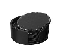 6 Pièces sous-Verres en Cuir pour Boissons Coaster Coussinets De Tasse Rond sous-Verre en Cuir PU Déco Salon Noir Tenue Costers Pack Costière Extérieur Fournitures De Bureau