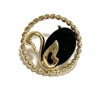 6 pièces squelette or dentelle motif cygne flocage boutons costume Trench Coat décoration haute qualité métal petit(Black)