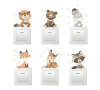 6 pièces Sticker mural pour prise, motif animal de dessin animé mignon autocollant pour décoration de chambre d'enfant, baby shower, décoration familiale, cadeaux Taille UniqueAnimalPolychlorures de v
