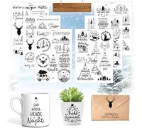 6 Pièces Stickers Noel,Autocollant Noel, Gommettes Noel, Rub On Sticker Noël Décoration Noël Atmosphère Convient pour Bougies/Murs/Fenêtres/Tasses et Les Autres Surfaces Lisses