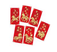 6 Pièces Styles De Dessins Animés Chevaux Chinois Enveloppes Rouges Bonne Bénédiction Pour La Fête De Mariage Du Nouvel An Ensemble D'enveloppes Rouges Traditionnelles Chinoises