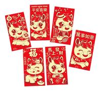 6 Pièces Styles De Dessins Animés Chevaux Chinois Enveloppes Rouges Bonne Bénédiction Pour La Fête De Mariage Du Nouvel An Ensemble D'enveloppes Rouges Traditionnelles Chinoises