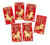 6 Pièces Styles De Dessins Animés Chevaux Chinois Enveloppes Rouges Bonne Bénédiction Pour La Fête De Mariage Du Nouvel An Ensemble D'enveloppes Rouges Traditionnelles Chinoises